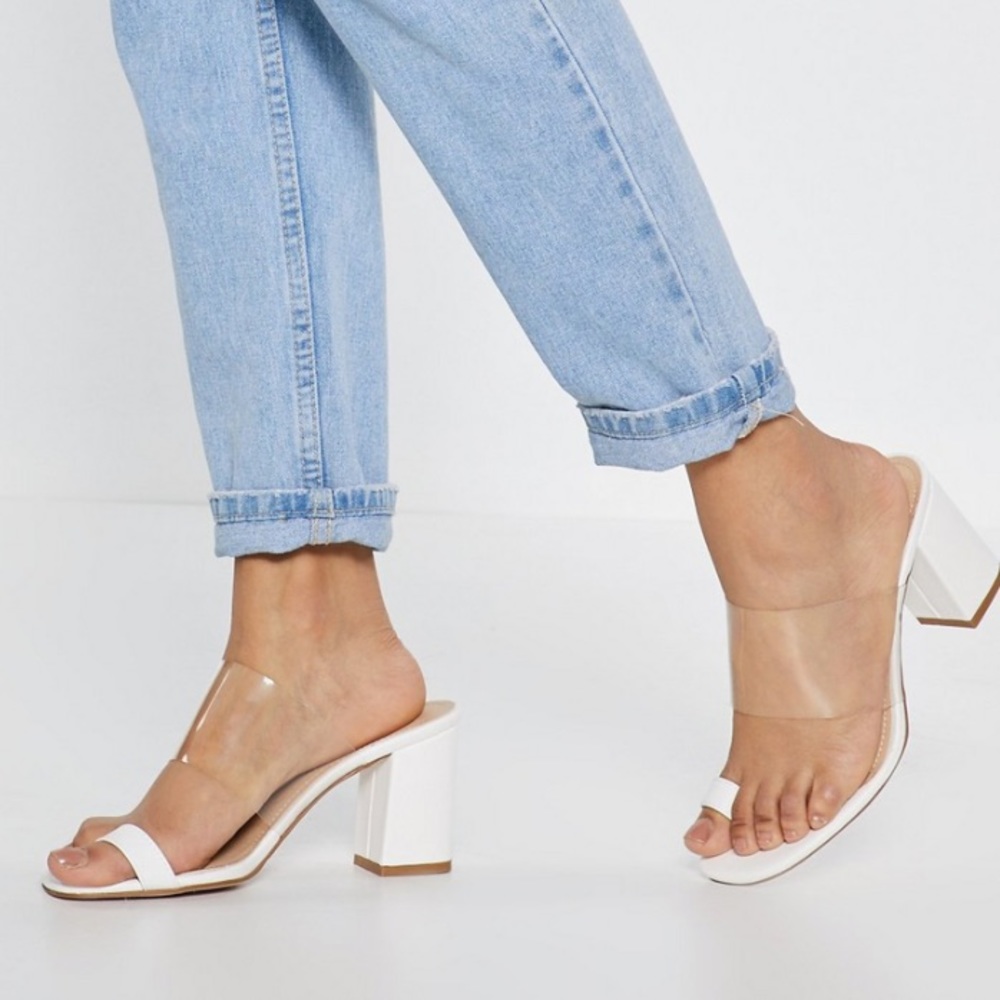 NWOT Nasty Gal Search High & Toe Clear Sandal 6.5